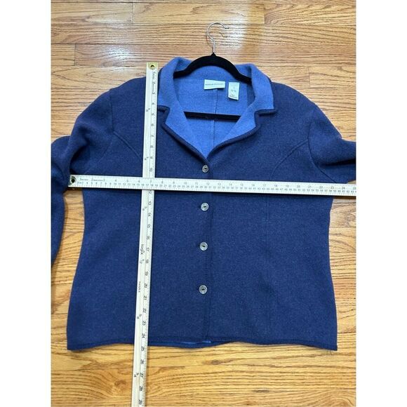 Alfred Dunner Women’s Jacket 100% Wool 2 Tone Blue Collared Button Front Blazer - Picture 4 of 7